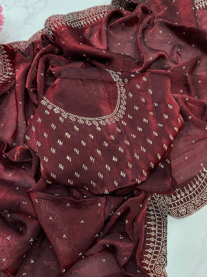 Radha Satin Silk Saree – Maroon