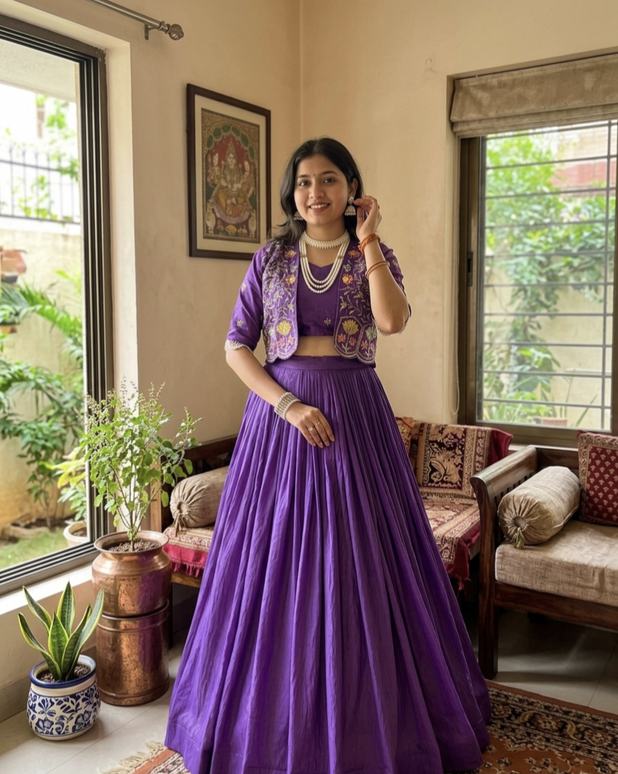 Premium Embroidered Koti Style Lehenga Set