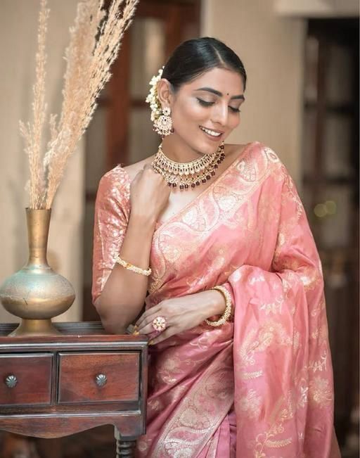 Soft Peach Pink Saree