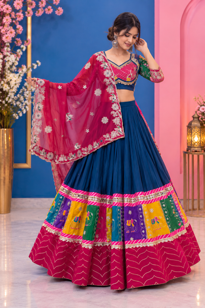 Navratri Special Pure Cotton Lehenga Choli with Heavy Embroidery & Sequins | 6 Meter Flair