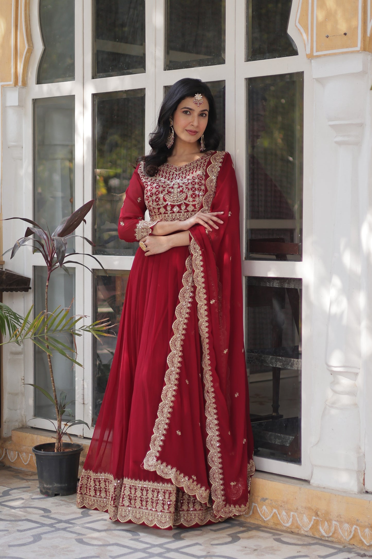 Designer Embroidered Gown with Dupatta
