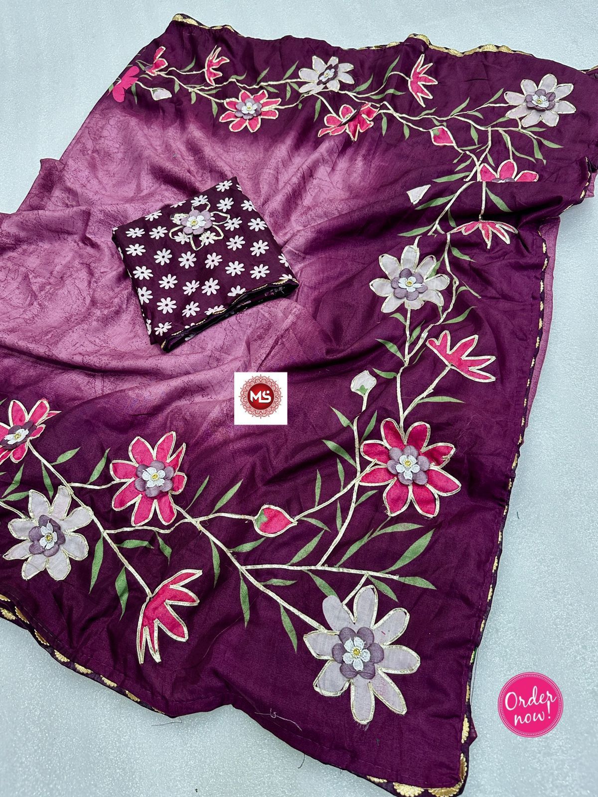Ombre Floral Printed Saree with Designer Border – Trendy Daily & Festive Wear