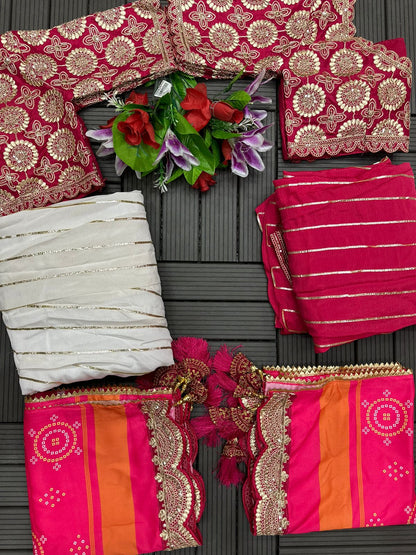 Pink Embroidery Digital Print Lehenga Choli