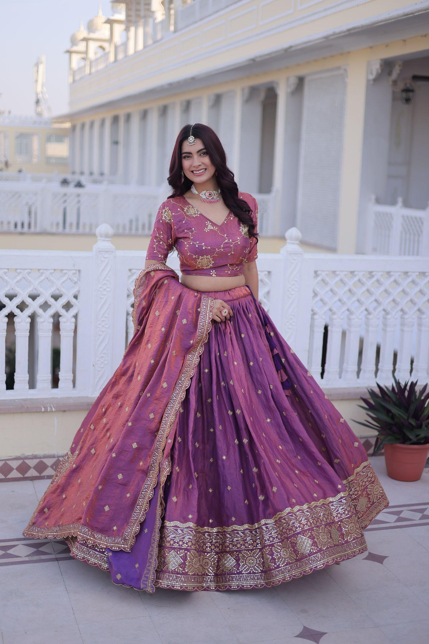 YSL Silk Embroidered Lehenga Choli Set