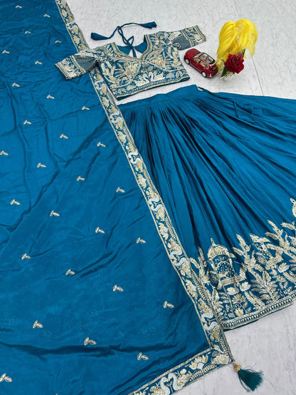 Designer Chinon Embroidery Lehenga Choli with Sequence Work – Festival Wear