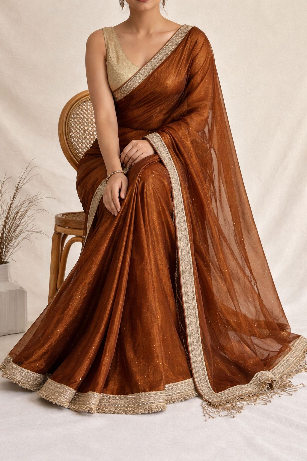 New Arrival Pure Soft Twills Organza Saree with Lace & Butti Work