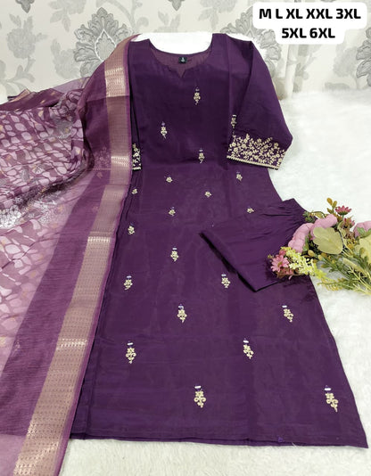 Premium Roman Silk Kurti Pant Set with Digital Print Dupatta – Festival Wear Designer Suit