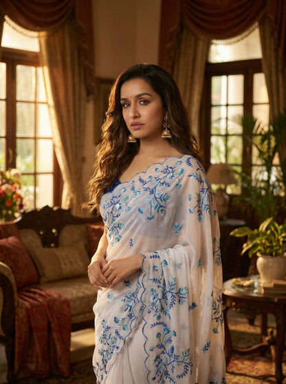 Radhika Tebby Silk Embroidered Saree with Handwork Blouse