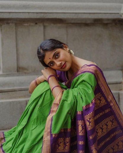 Purple Green Saree