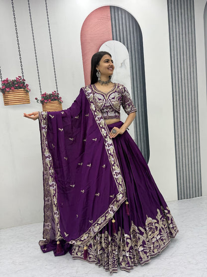Designer Chinon Embroidery Lehenga Choli with Sequence Work – Festival Wear