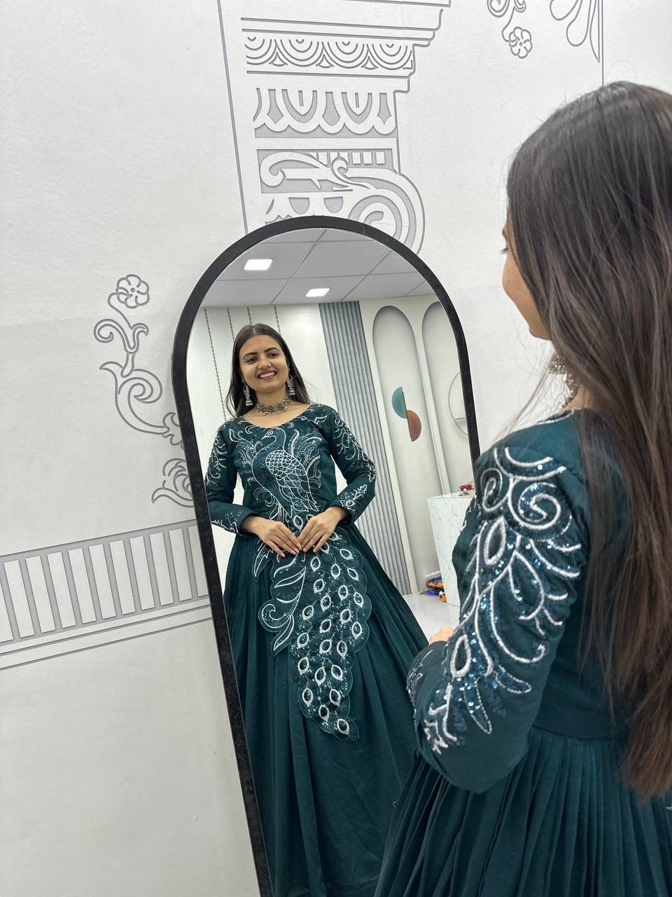 Festival Embroidered Vichitra Silk Gown