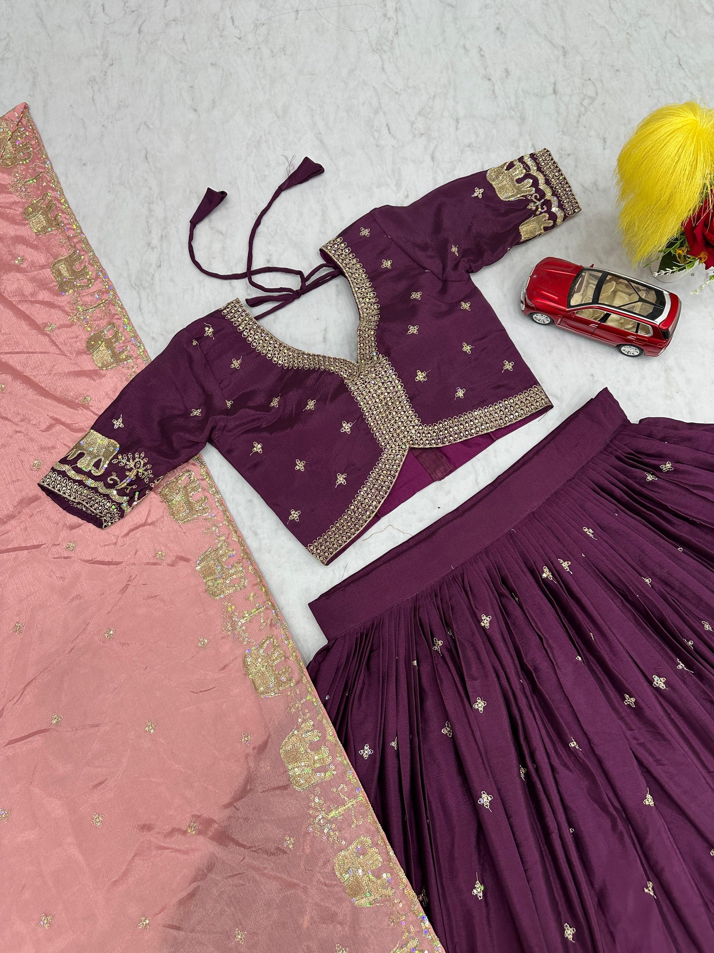 Pure Chinon Embroidered Festival Lehenga Choli Set