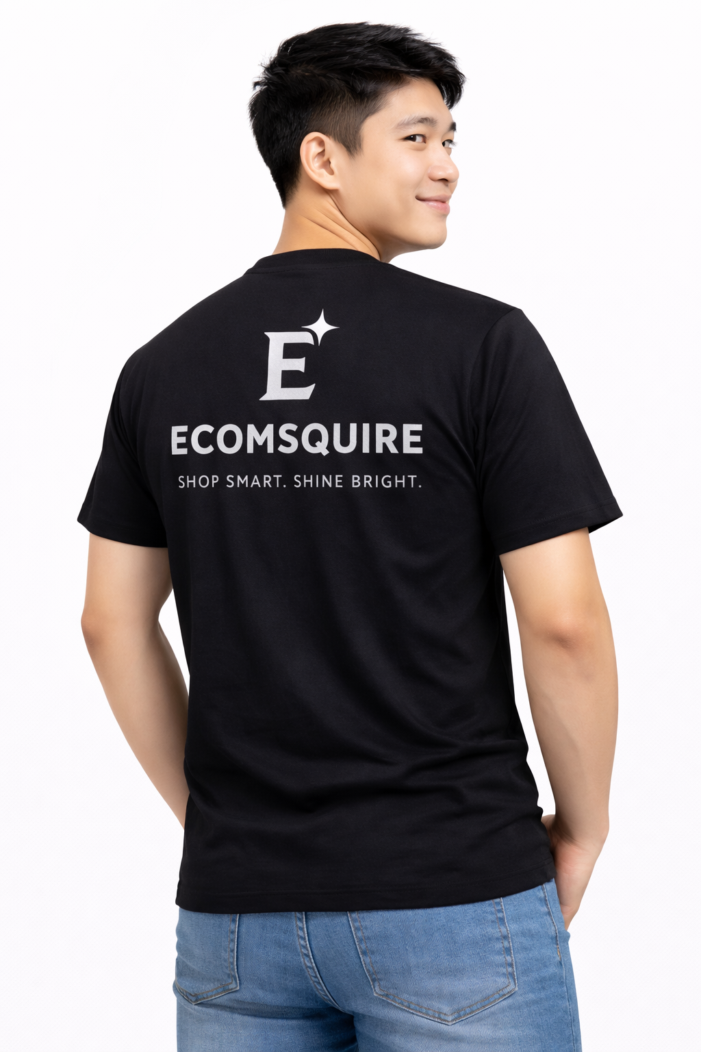 ECOMSQUIRE Premium Comfort Black T-Shirt (Back Print)