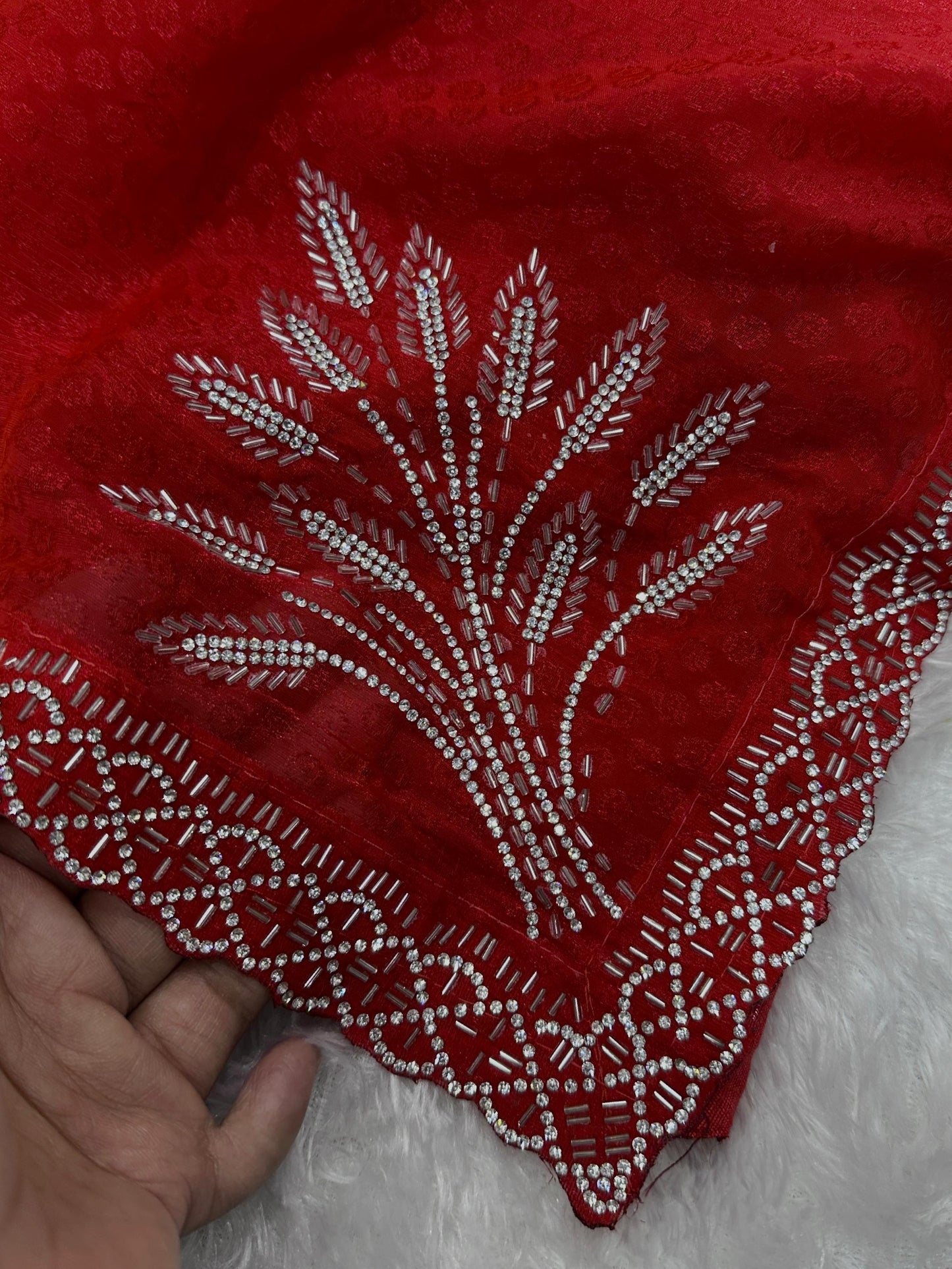 Pure Two Tone Fandy Satin Swarovski Work Partywear Saree with Jacquard Blouse