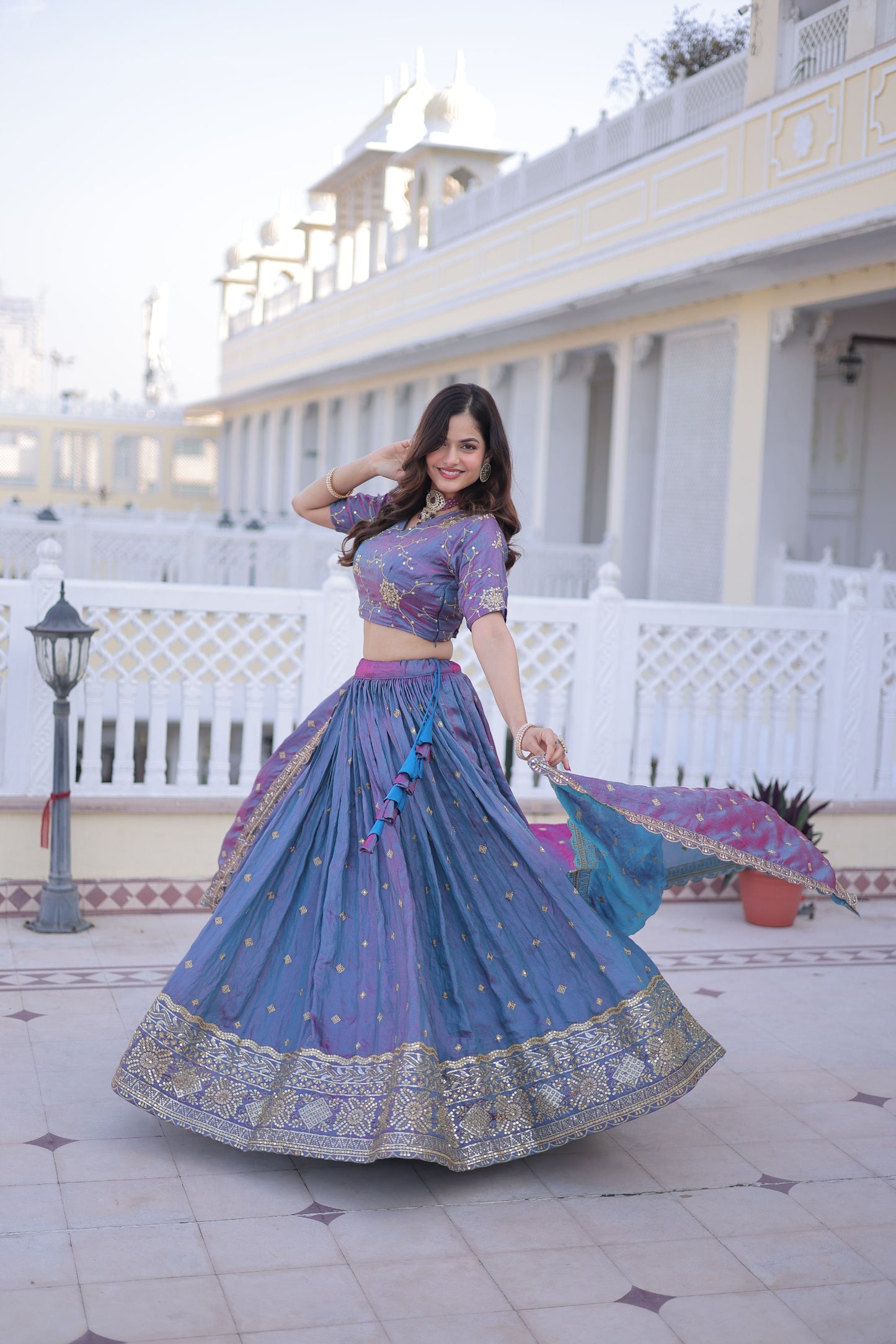 YSL Silk Embroidered Lehenga Choli Set