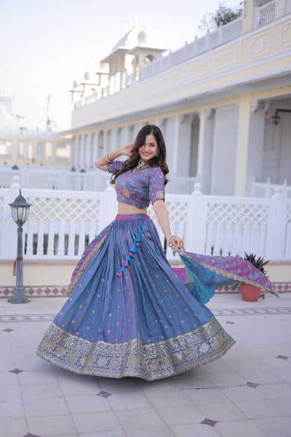 YSL Silk Embroidered Lehenga Choli Set