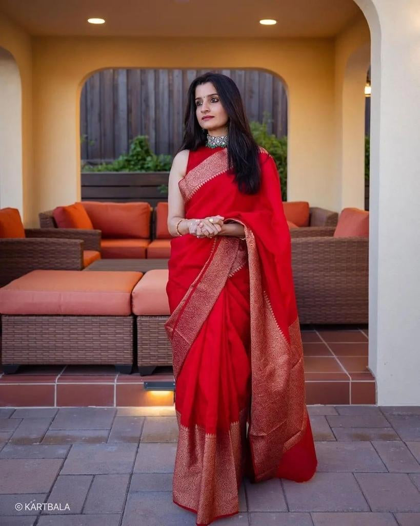 Royal Maroon Silk Saree with Rich Gold Border