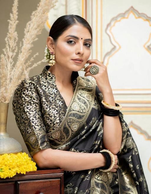 Black Gold Woven Saree