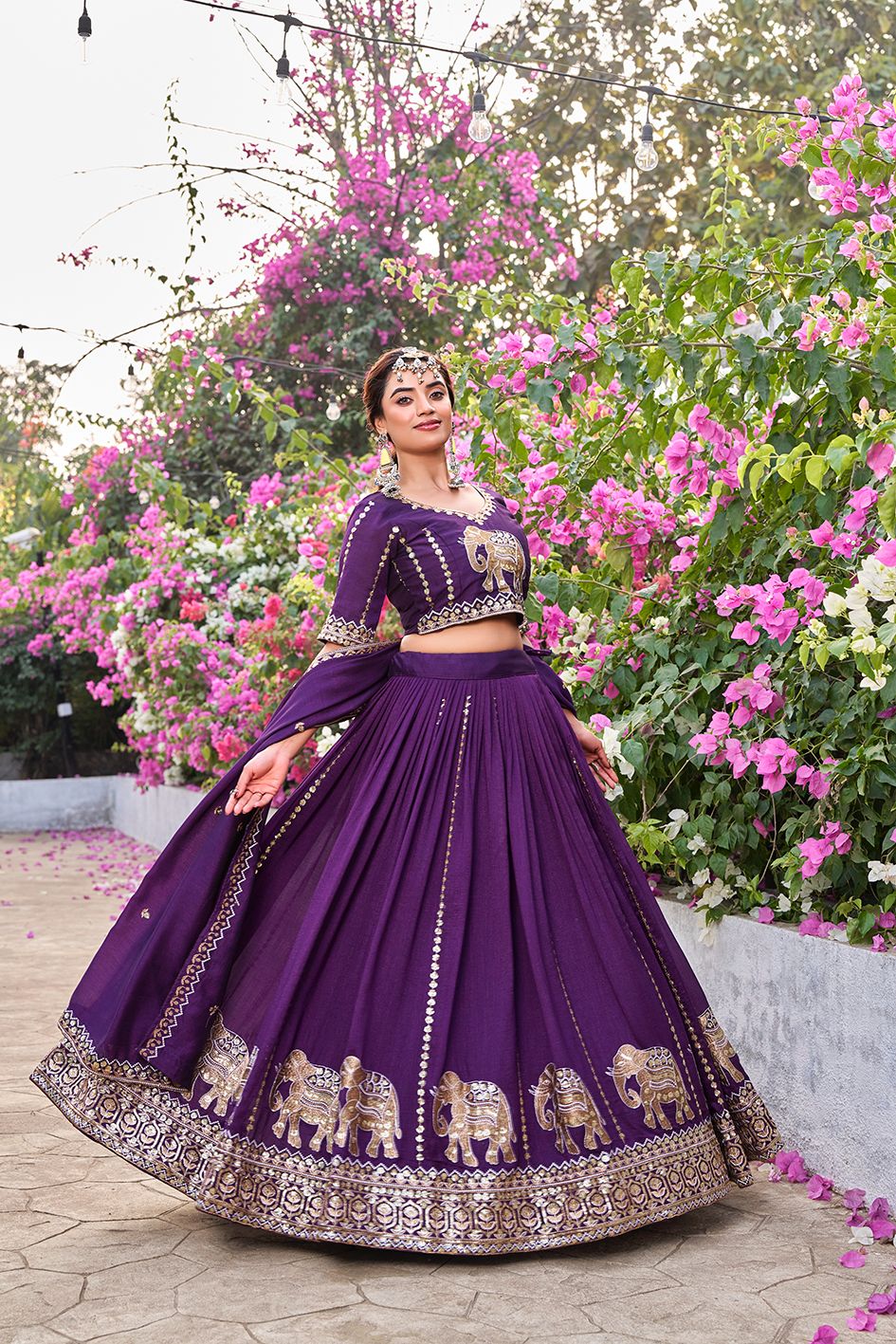 Wedding Collection Pure Vichitra Lehenga Choli with Heavy Embroidery Sequence Work & Dupatta