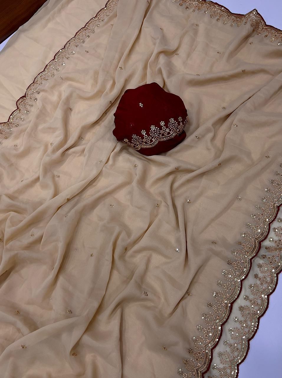 Star Georgette Sequence Embroidery Saree