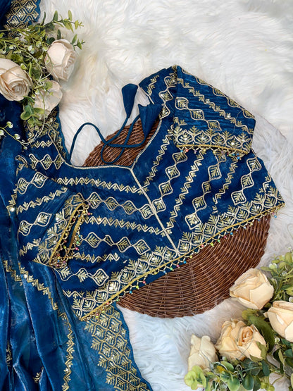 Shanaya Zimmy Choo Silk Saree With Heavy Embroidery Sequence Work & Blouse (Up to 42”)