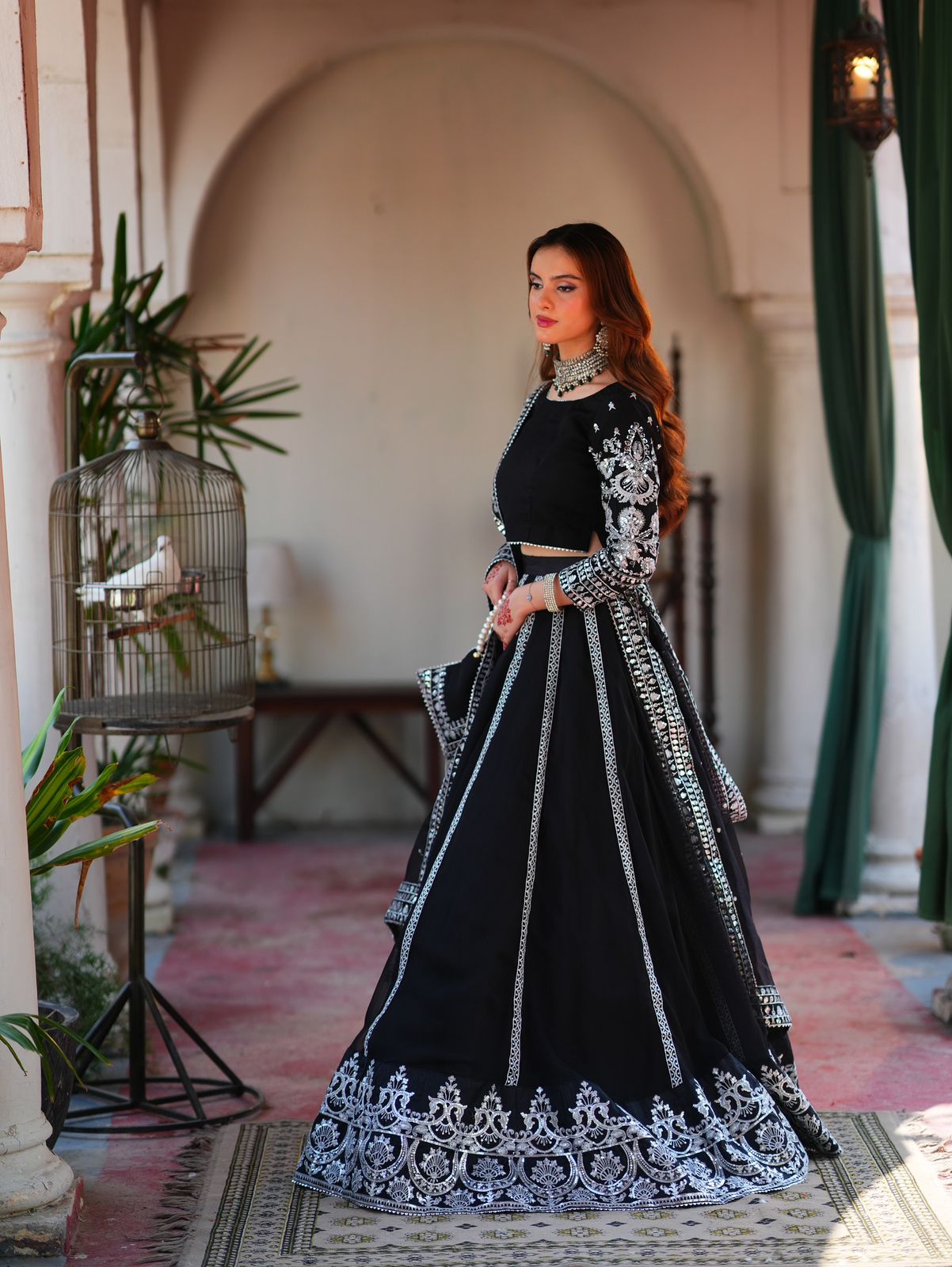Elegant Black Velvet Lehenga Choli with Silver Thread & Sequence Work | Party Wear & Festive Collection