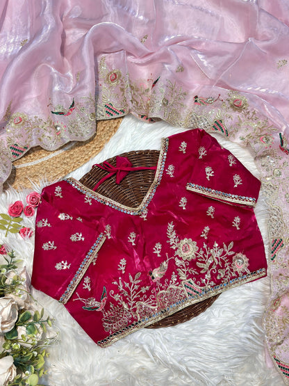 Zimmy Choo Silk Embroidery Saree with Heavy Border