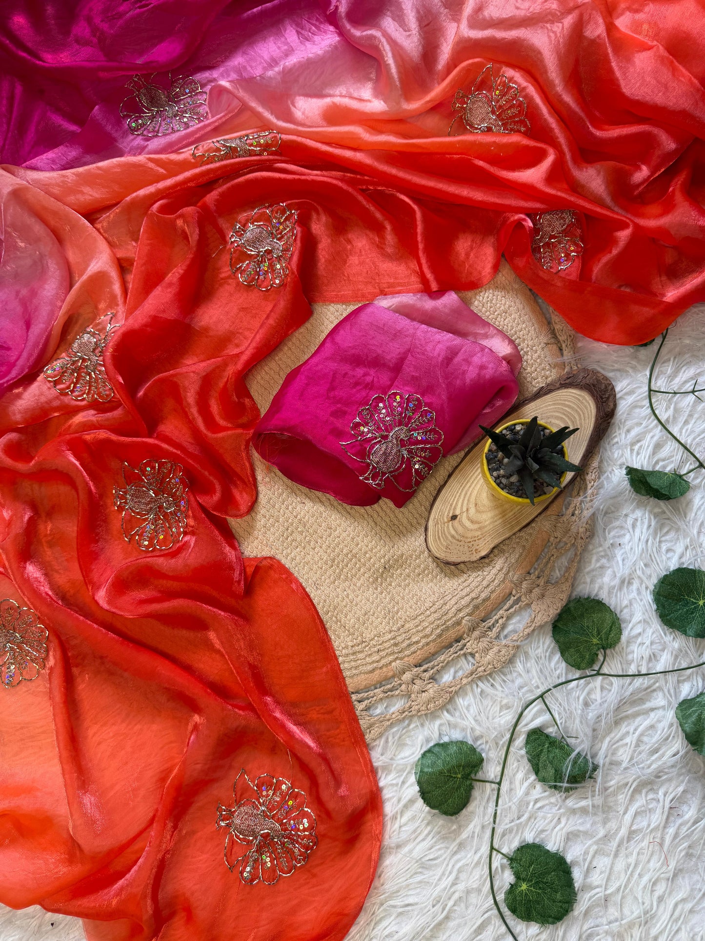 Soft Space Silk Ombre Saree with Sequins & Zari Work – Designer Party Wear
