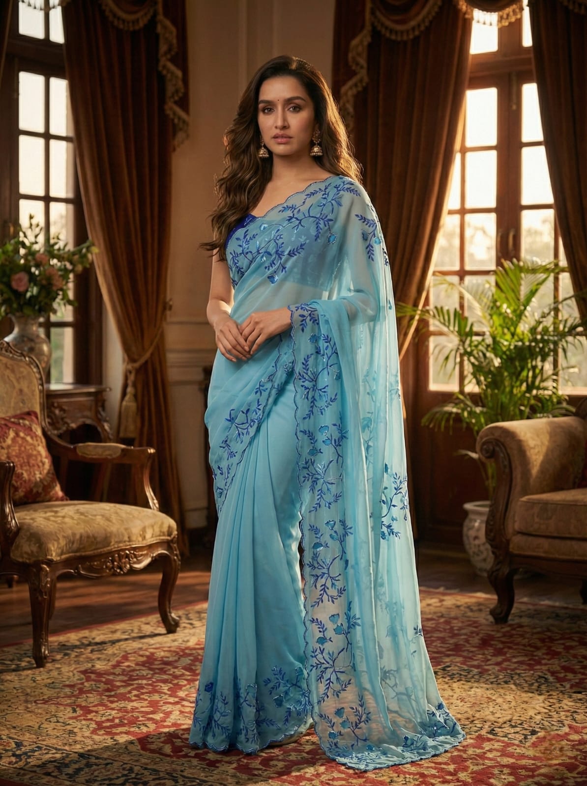 Radhika Tebby Silk Embroidered Saree with Handwork Blouse