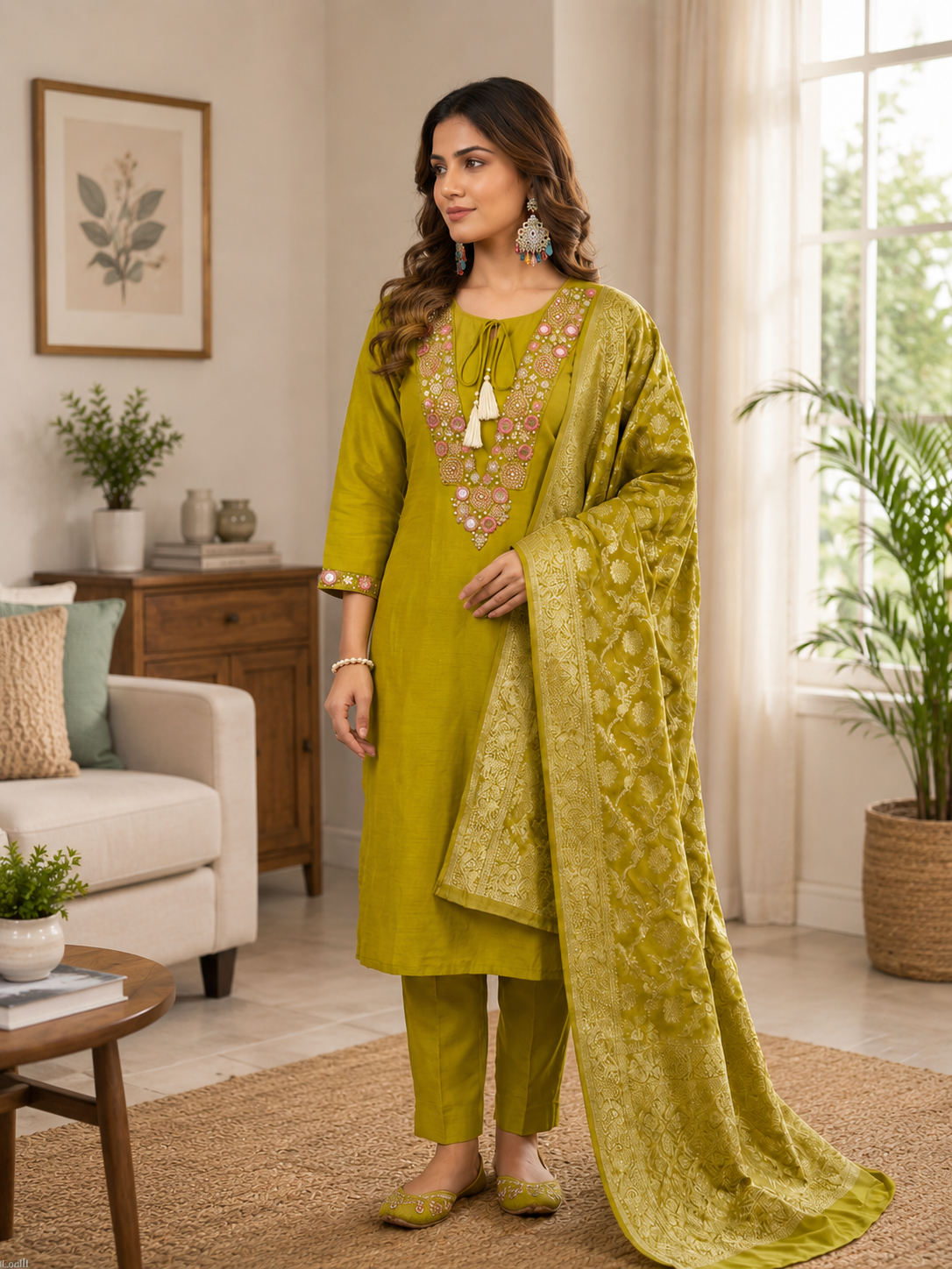 Ladli Designer Suit Set | Roman Silk Suit with Mirror Work