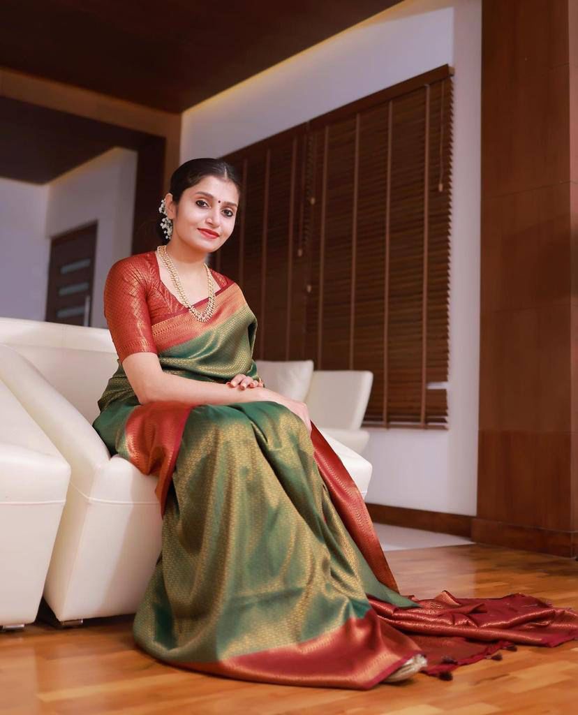 Green Red Silk Saree
