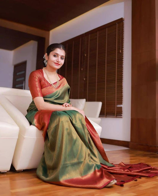 Green Red Silk Saree