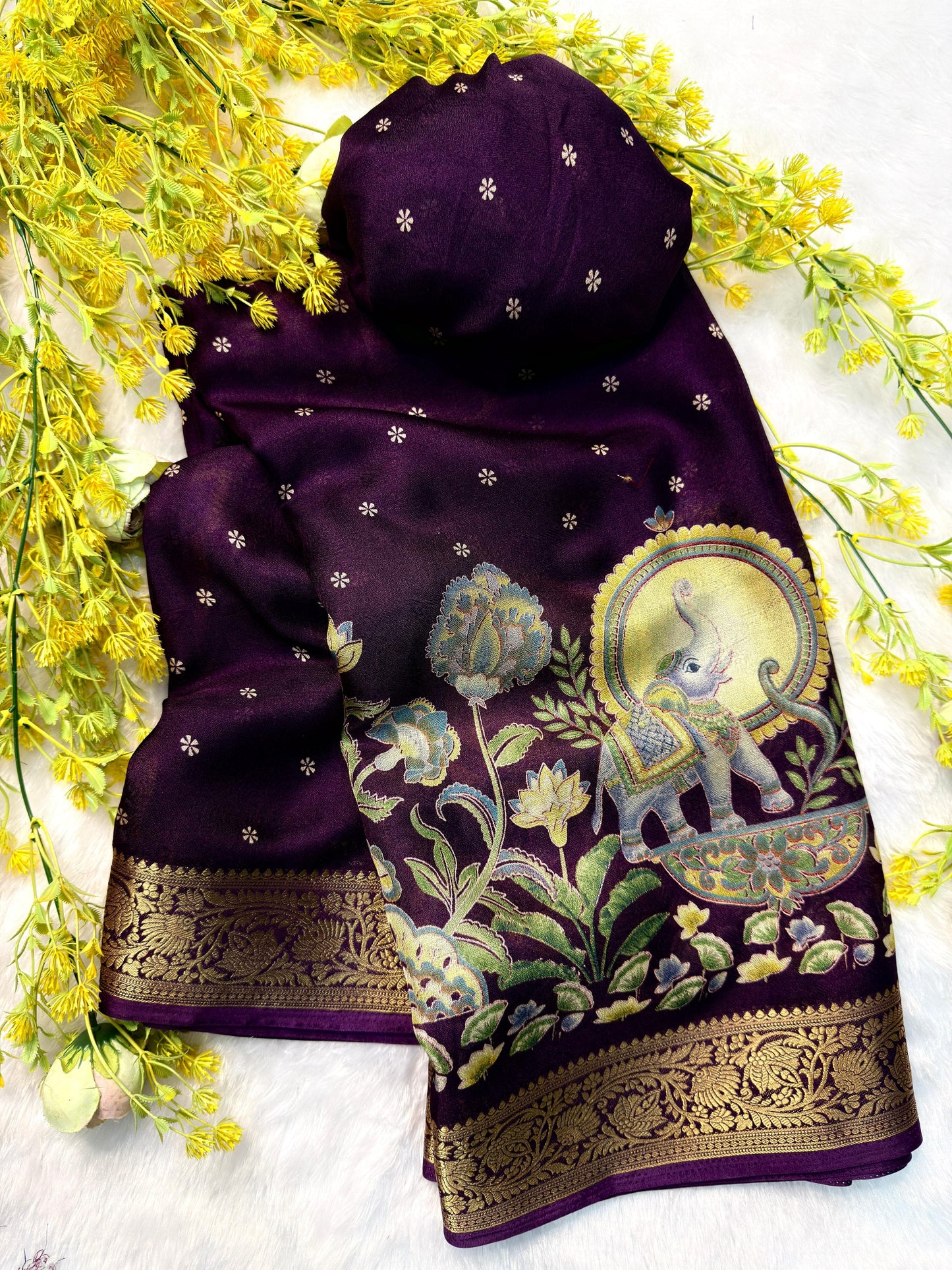 Ajrakh Soft Georgette Saree with Zari Border | Festive & Daily Wear