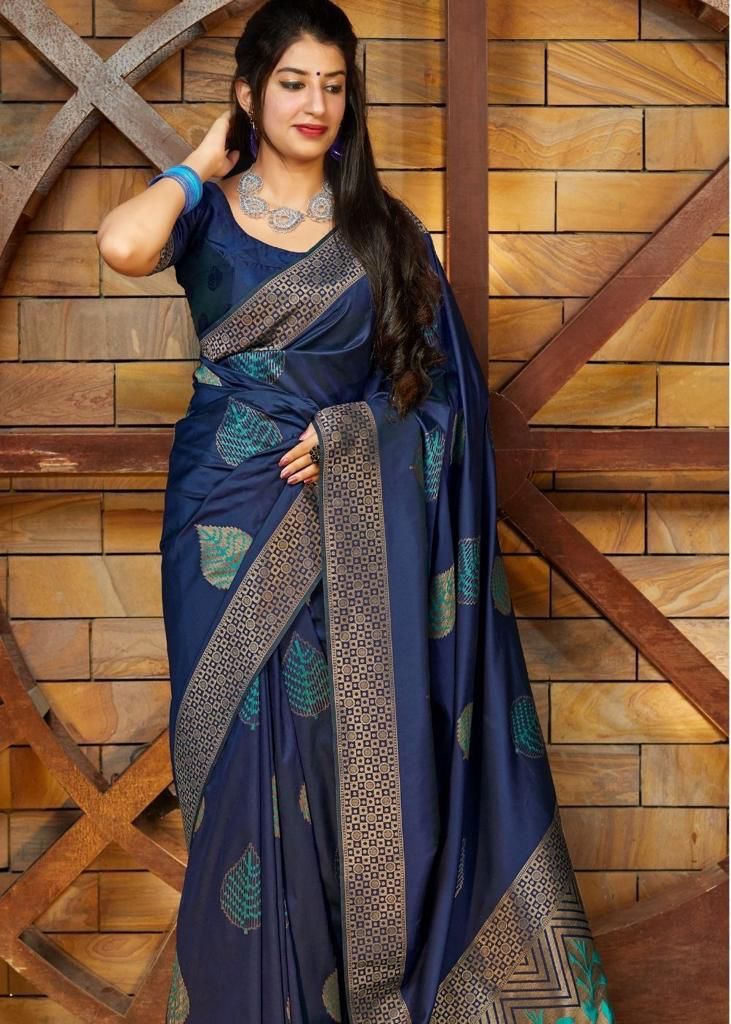 Navy Blue Silk Saree