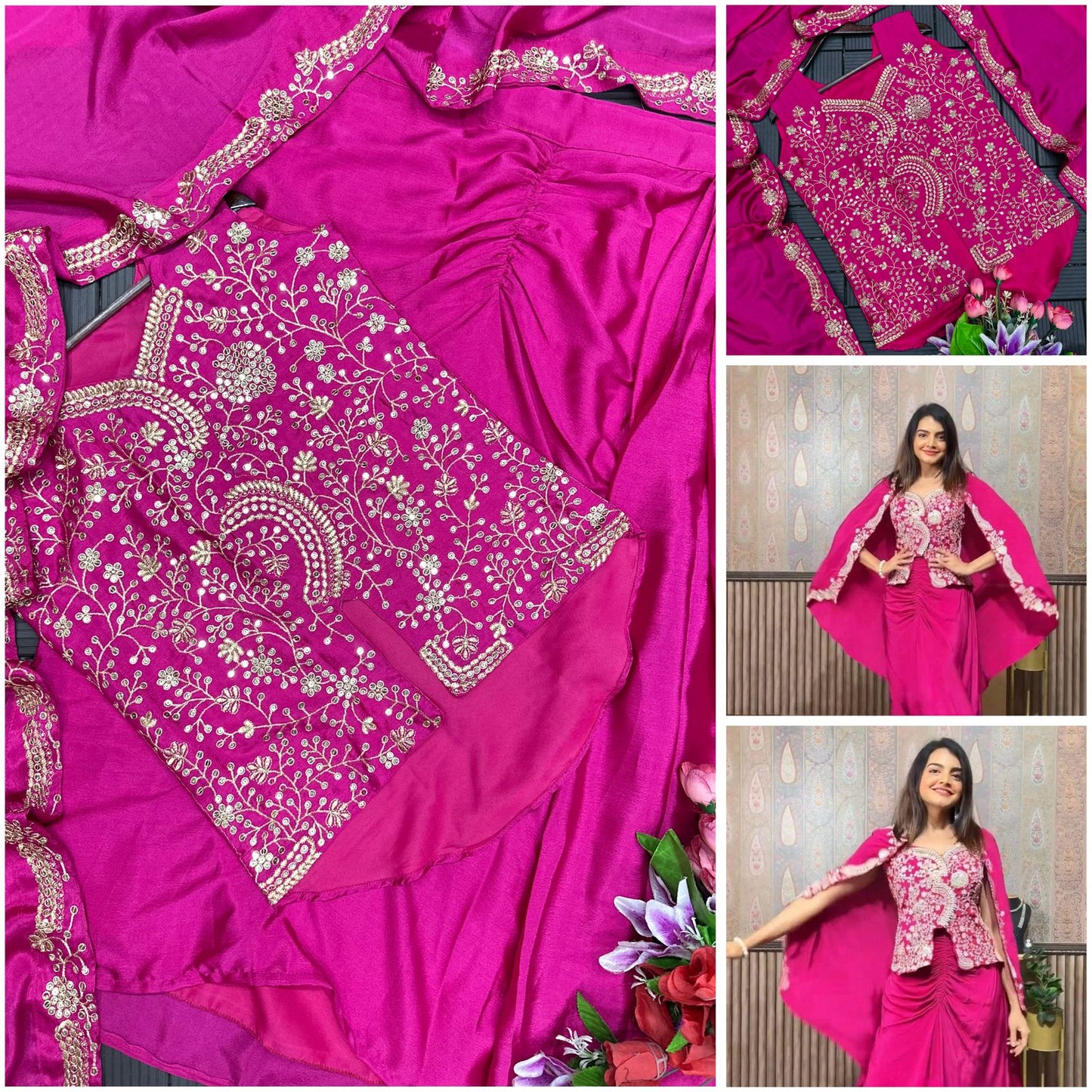 Designer Jacket Palazzo Set with Dupatta