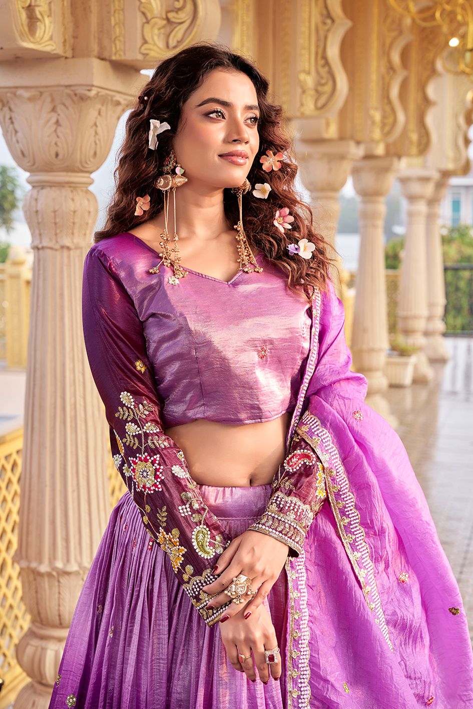 Gold Crush Embroidered Lehenga Choli Set