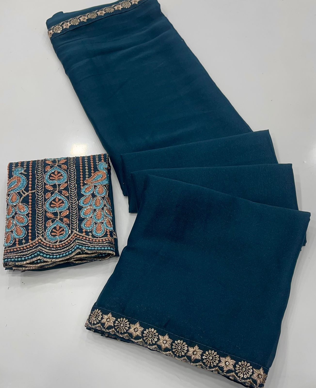 Elegant Rangoli Silk Saree with Multi Embroidery & Sequins Work Designer Blouse – Festive & Party Wear