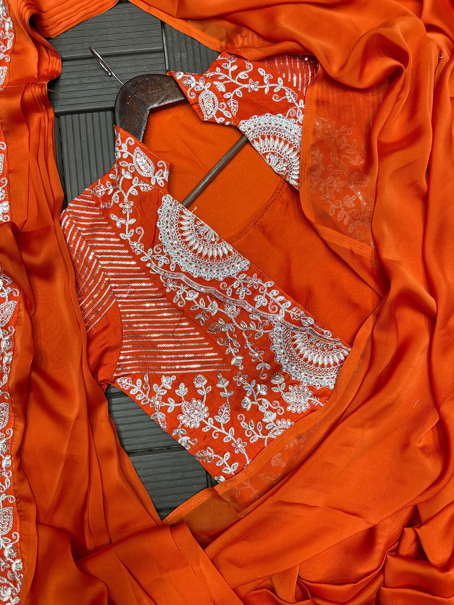 Heavy Rangoli Ready to Wear Saree with Embroidery Sequence Koti