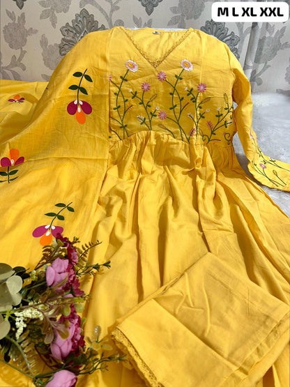 Cotton Kurti Pant Dupatta Set