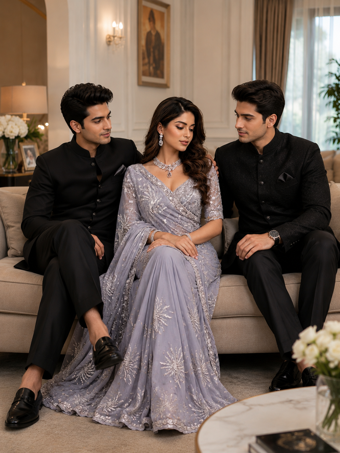 Premium Butterfly Soft Net Saree With Multi Sequence & Thread Embroidery