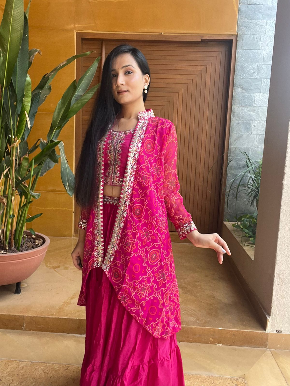 Bandhej Lehenga Set with Jacket