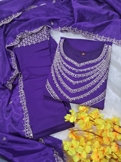 Tulsi Roman Silk Embroidered Suit Set