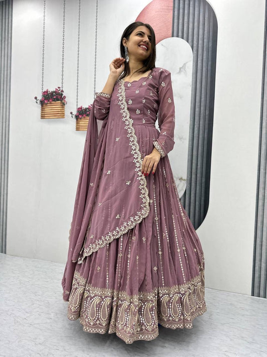 Partywear Embroidered Georgette Gown Set