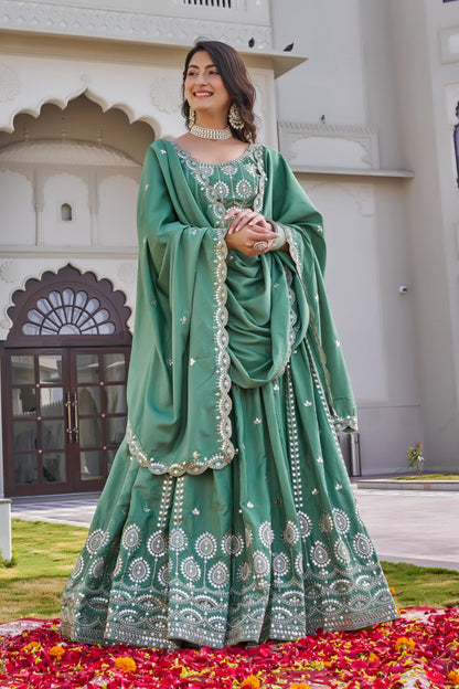 Festival Special Pure Crepe Silk Lehenga Choli With Heavy 7mm Embroidery Sequence Work