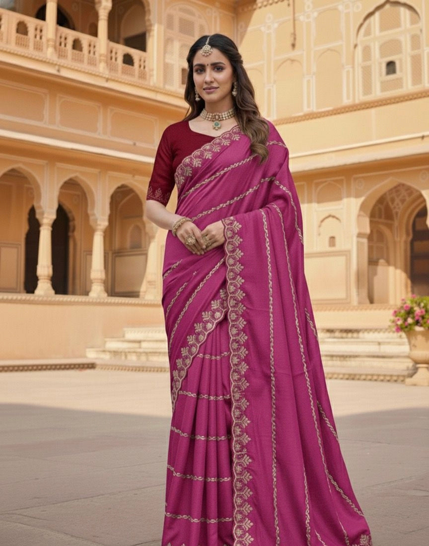 Star Georgette Leheriya Saree with Embroidery Sequence Blouse