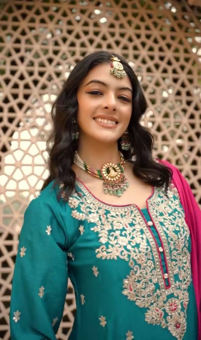 Designer Party Wear Plazzo Suit Set