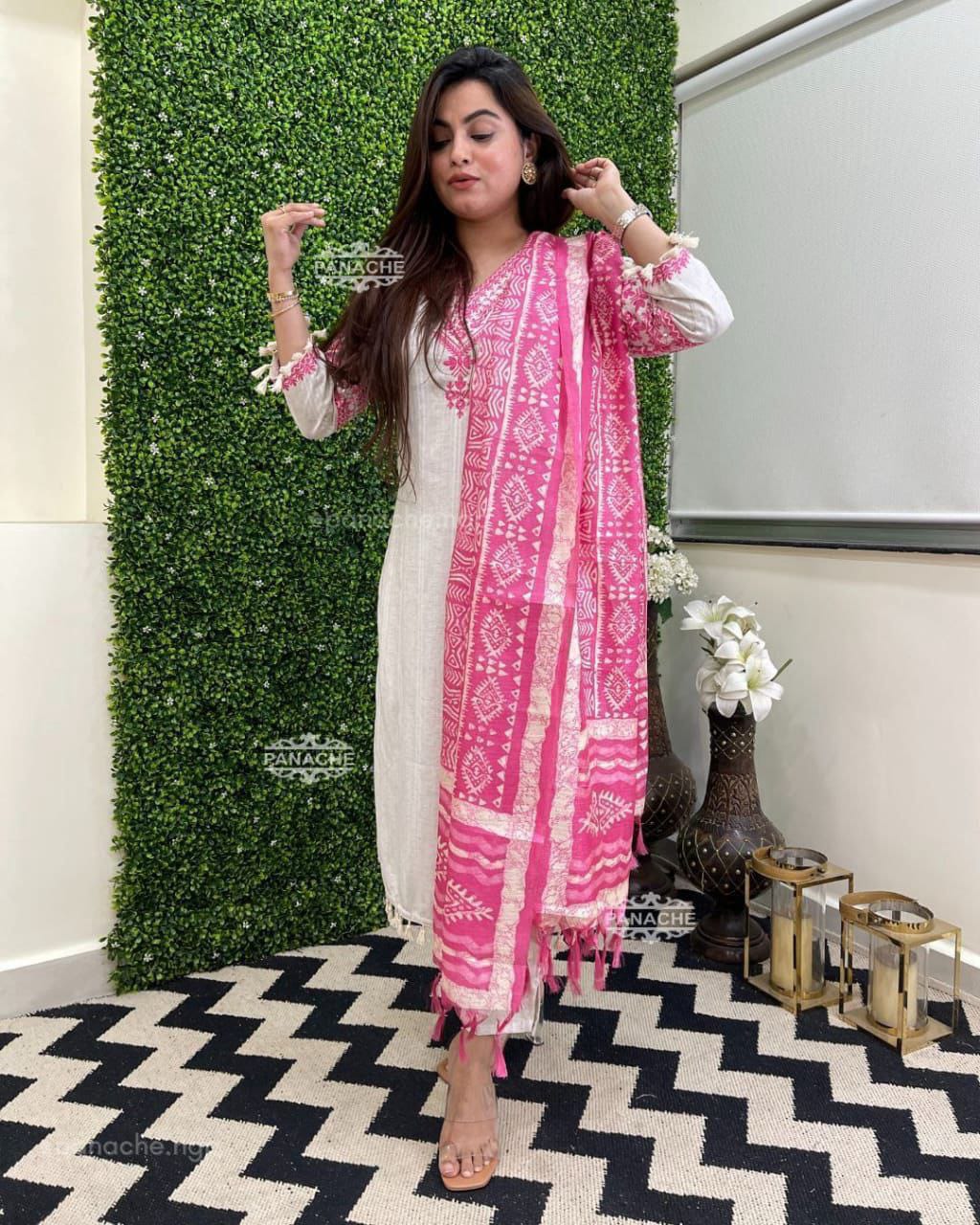 Premium Cotton Kurti Pant Dupatta Set