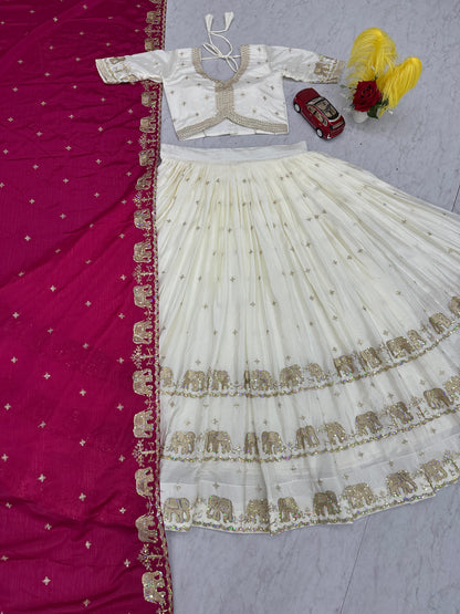 Pure Chinon Embroidered Festival Lehenga Choli Set