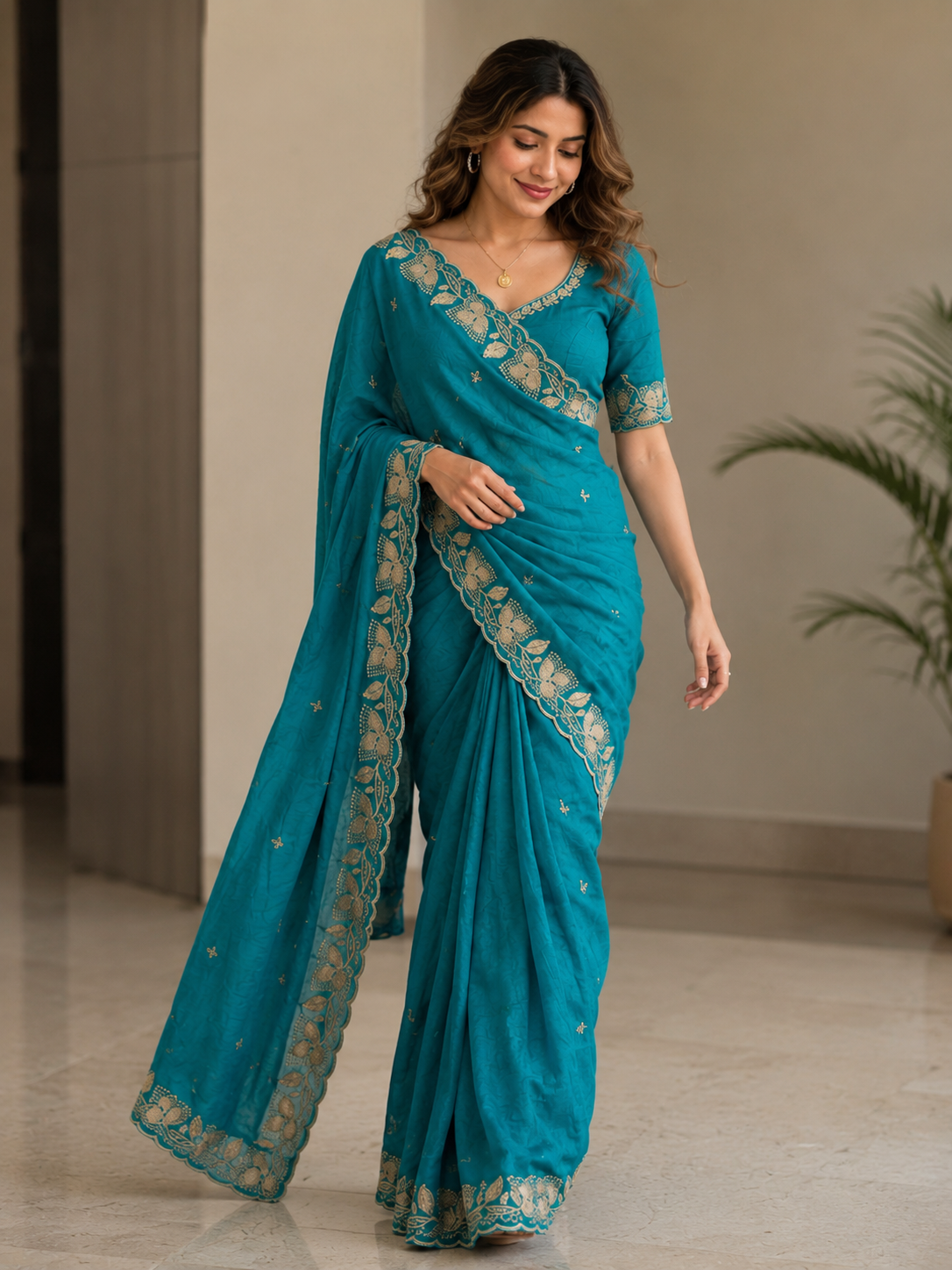 Soft Rangoli Crush Silk Saree with Heavy Sequence & Bits Embroidery | Party Wear Designer Saree