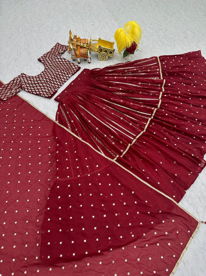 Wedding Special Star Georgette Embroidery Sequence Lehenga Choli Set | Fully Stitched